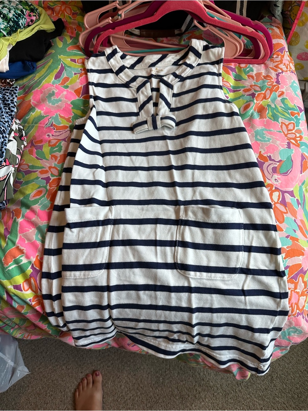 Navy & White Striped Sleeveless dress